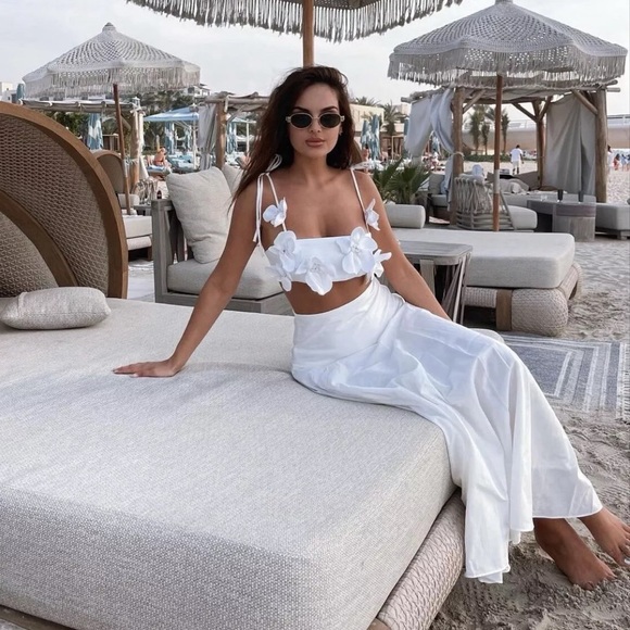 Zara Low Waist Cotton Skirt White Yoke waist Balloon hem ZW Collection L NWT - Picture 9 of 16